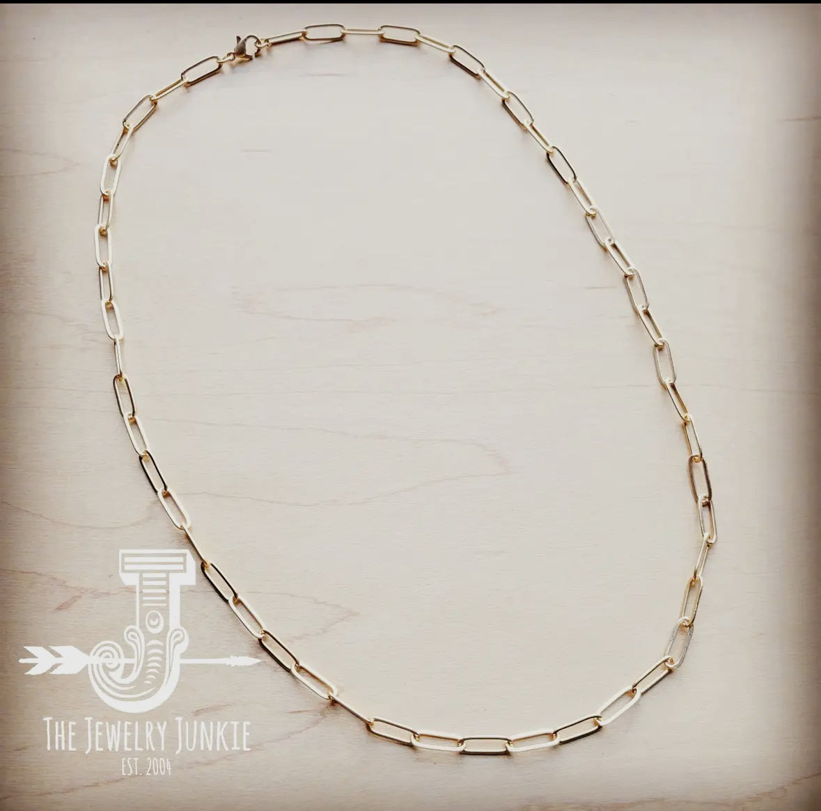 Matte Gold Large Chain Link Layering Necklace-22" Length