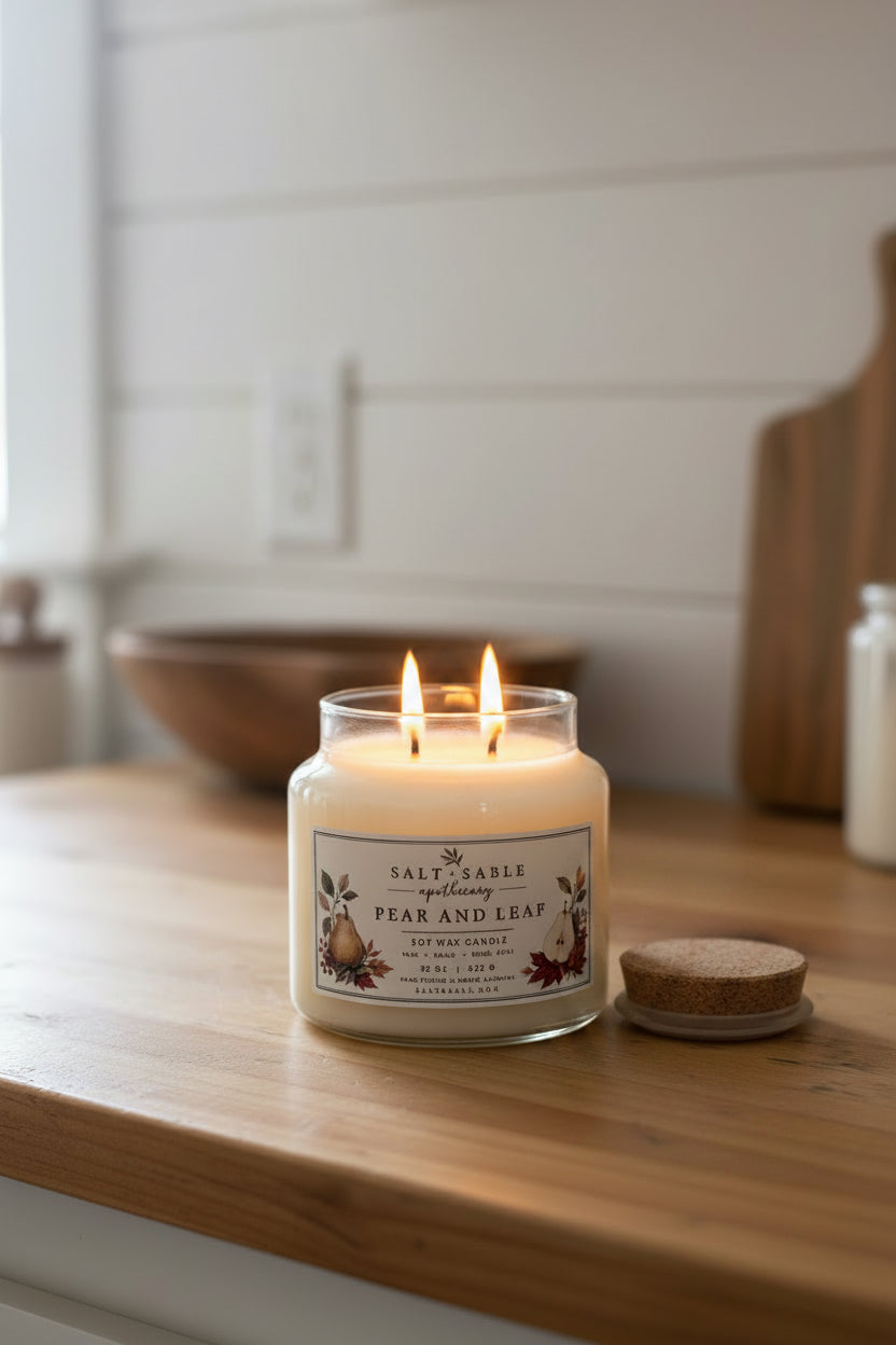 Pear and Leaf Apothecary Candle