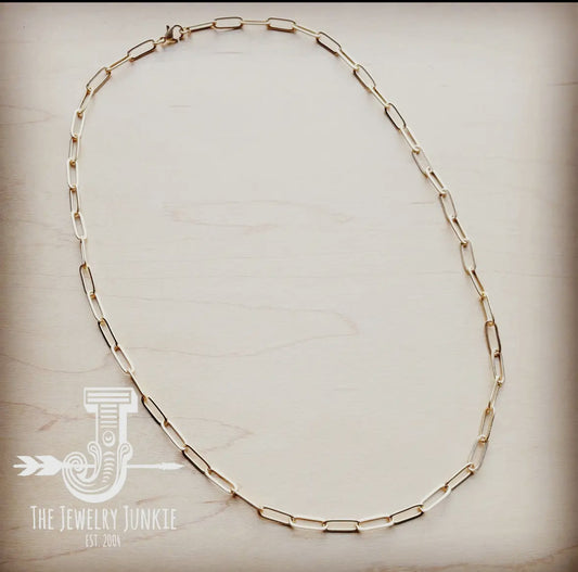 Matte Gold Large Chain Link Layering Necklace-22" Length