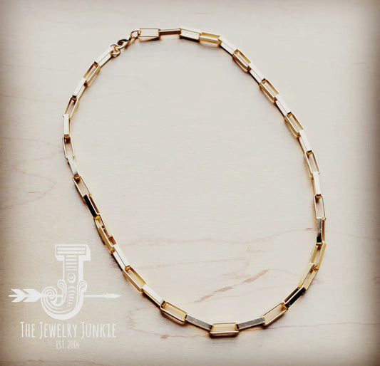 Matte Gold Large Chain Link Layering Necklace