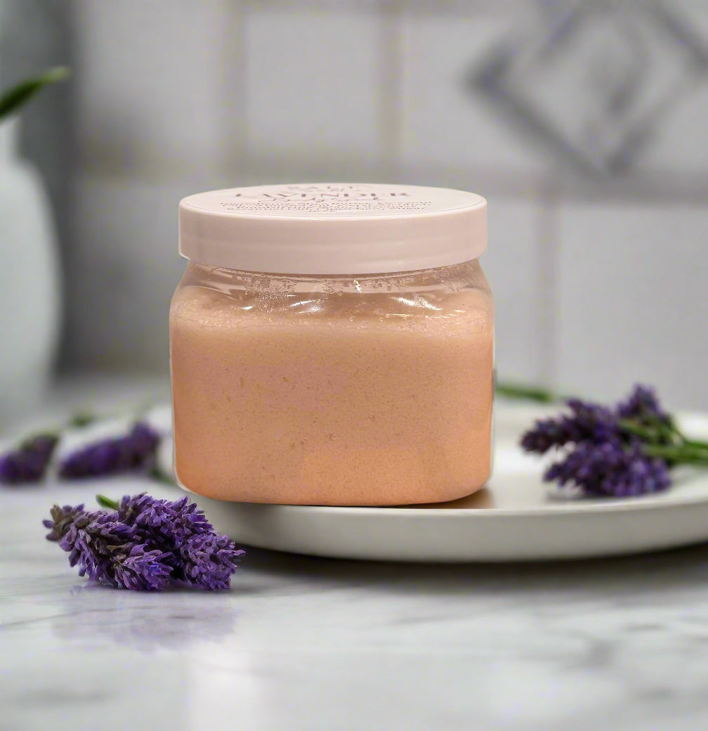 Jar of cream on a wooden surface with a neutral background