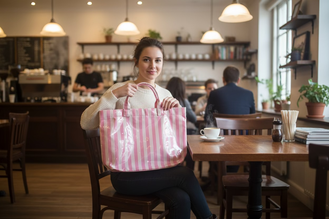 Pink Stripe Market Tote